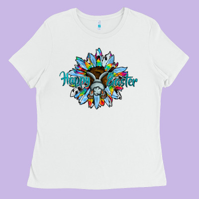 Happy Easter Sunflower Ladies Tee Designed By Cowhidedigitalart