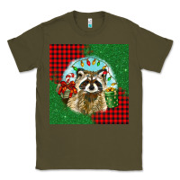 Army Green christmas raccoon Classic Tee - BarkalooDesign