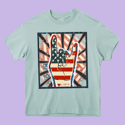 Freedom Rock Hand Heavy Core Tee Designed By Fadigitalartstudio