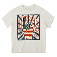 Cream Freedom rock hand Heavy Core Tee - FaDigitalArtStudio