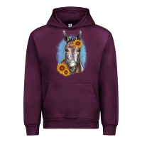 Mauve Wine Sunflower Donkey Urban Hoodie - RanaPortraitStore