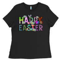 Black Happy Easter Ladies Tee - CowhideDigitalArt