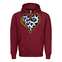 Burgundy Dalmatians Heart Gold Glitter Zipper Hoodie - Jasminsmagicworld