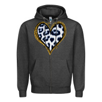 Charcoal Heather Dalmatians Heart Gold Glitter Zipper Hoodie - Jasminsmagicworld
