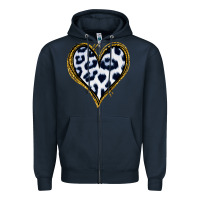 Navy Dalmatians Heart Gold Glitter Zipper Hoodie - Jasminsmagicworld