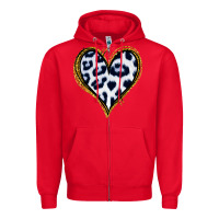 Red Dalmatians Heart Gold Glitter Zipper Hoodie - Jasminsmagicworld