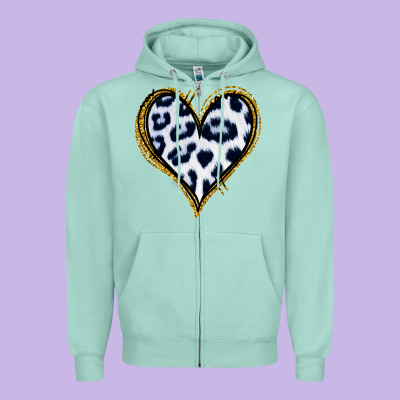Dalmatians Heart Gold Glitter Zipper Hoodie Designed By Jasminsmagicworld