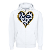 White Dalmatians Heart Gold Glitter Zipper Hoodie - Jasminsmagicworld