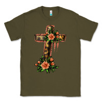Army Green Flower Cross Classic Tee - Jasminsmagicworld