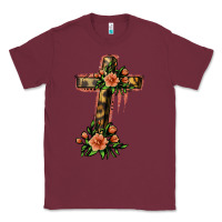 Burgundy Flower Cross Classic Tee - Jasminsmagicworld