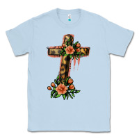 Dusty Blue Flower Cross Classic Tee - Jasminsmagicworld