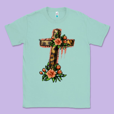 Flower Cross Classic Tee Designed By Jasminsmagicworld