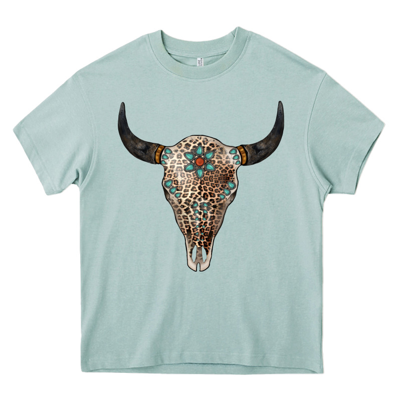Leopard Bull Skull Heavy Core Tee by Jasminsmagicworld | Teevron