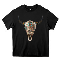 Black Leopard Bull Skull Heavy Core Tee - Jasminsmagicworld