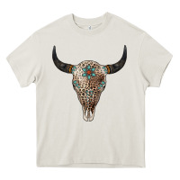 Cream Leopard Bull Skull Heavy Core Tee - Jasminsmagicworld