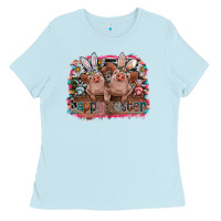 Baby Blue Happy Easter Ladies Tee - CowhideDigitalArt
