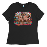Black Happy Easter Ladies Tee - CowhideDigitalArt