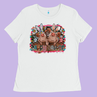 Happy Easter Ladies Tee Designed By Cowhidedigitalart