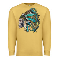 Antique Gold western indian headdress with skull Premium Sweatshirt - RanaPortraitStore
