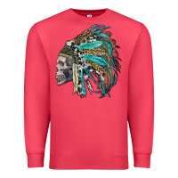 Cardinal western indian headdress with skull Premium Sweatshirt - RanaPortraitStore