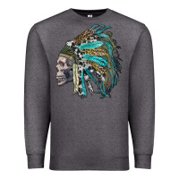 Charcoal Heather western indian headdress with skull Premium Sweatshirt - RanaPortraitStore