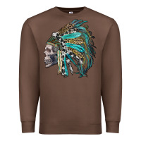 Chestnut western indian headdress with skull Premium Sweatshirt - RanaPortraitStore