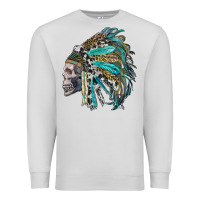 Dove Grey western indian headdress with skull Premium Sweatshirt - RanaPortraitStore