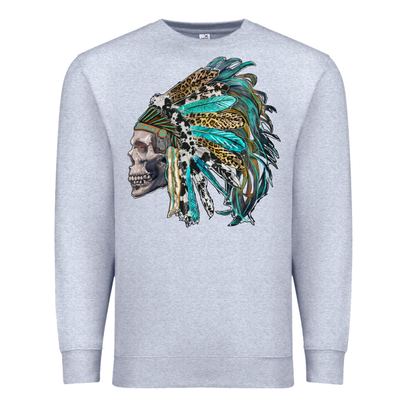 Western Indian Headdress With Skull Premium Sweatshirt by RanaPortraitStore | Teevron