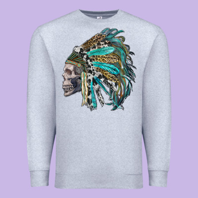 Western Indian Headdress With Skull Premium Sweatshirt Designed By Ranaportraitstore