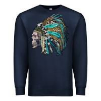Navy western indian headdress with skull Premium Sweatshirt - RanaPortraitStore
