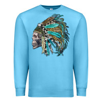 Ocean Blue western indian headdress with skull Premium Sweatshirt - RanaPortraitStore