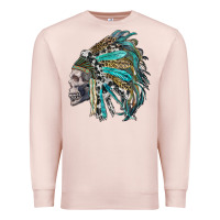 Pale Pink western indian headdress with skull Premium Sweatshirt - RanaPortraitStore