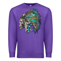 Purple western indian headdress with skull Premium Sweatshirt - RanaPortraitStore