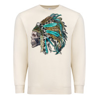 Sandshell western indian headdress with skull Premium Sweatshirt - RanaPortraitStore