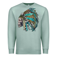 Seafoam western indian headdress with skull Premium Sweatshirt - RanaPortraitStore