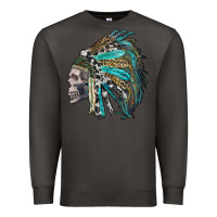 Smoke western indian headdress with skull Premium Sweatshirt - RanaPortraitStore