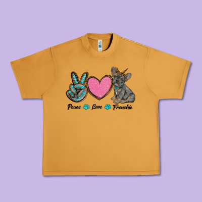 Peace Love Frenchie Urban Heavy Tee Designed By Ranaportraitstore