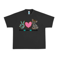 Pigment Black peace love frenchie Urban Heavy Tee - RanaPortraitStore