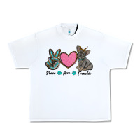 White peace love frenchie Urban Heavy Tee - RanaPortraitStore