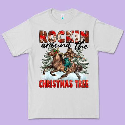 Rockin Around The Christmas Tree Rodeo Premium Tee Designed By Fadigitalartstudio