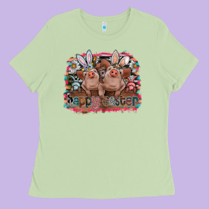 Happy Easter Ladies Tee Designed By Cowhidedigitalart