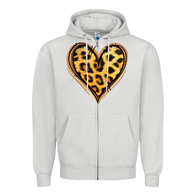 Gold Glitter Leopard Heart Zipper Hoodie by Jasminsmagicworld | Teevron