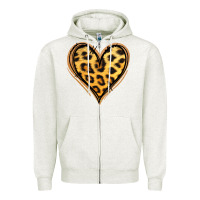 Oatmeal Heather gold glitter leopard heart Zipper Hoodie - Jasminsmagicworld