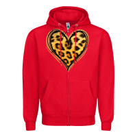 Red gold glitter leopard heart Zipper Hoodie - Jasminsmagicworld