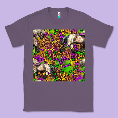 Mardi Gras Leopard Horse Seamless Pattern Classic Tee Designed By Fadigitalartstudio