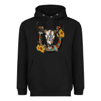 Black bull skull with horseshoe Heavyweight Hoodie - RanaPortraitStore