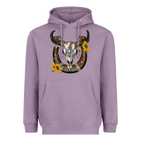 Lavender bull skull with horseshoe Heavyweight Hoodie - RanaPortraitStore
