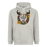 Moon Dust bull skull with horseshoe Heavyweight Hoodie - RanaPortraitStore