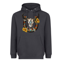 Smoke bull skull with horseshoe Heavyweight Hoodie - RanaPortraitStore