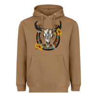 Toasted Coconut bull skull with horseshoe Heavyweight Hoodie - RanaPortraitStore